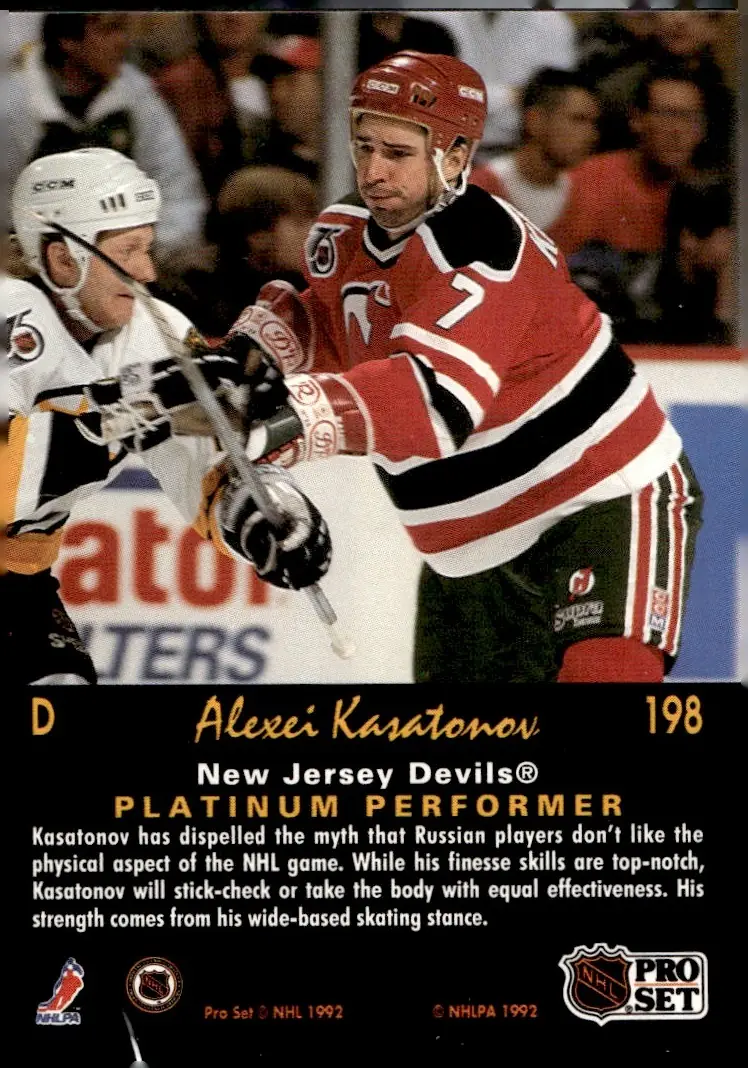 1991-92 Pro Set Platinum #198 Alexei Kasatonov (back)