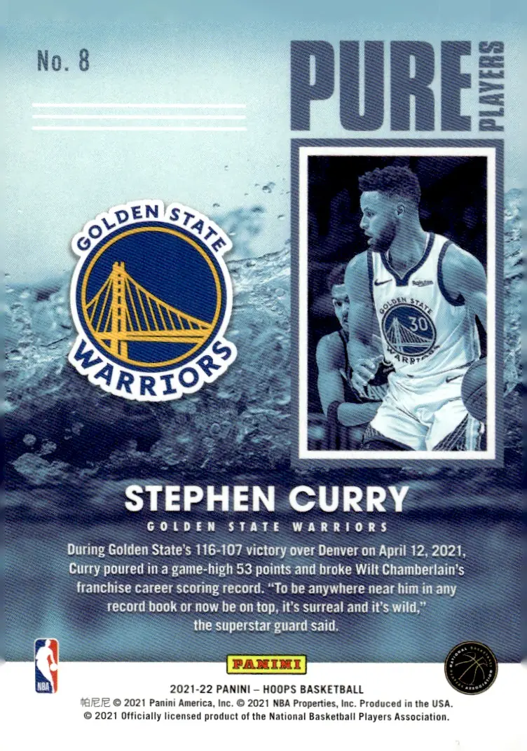 2021-22 NBA Hoops #8 Stephen Curry (back)