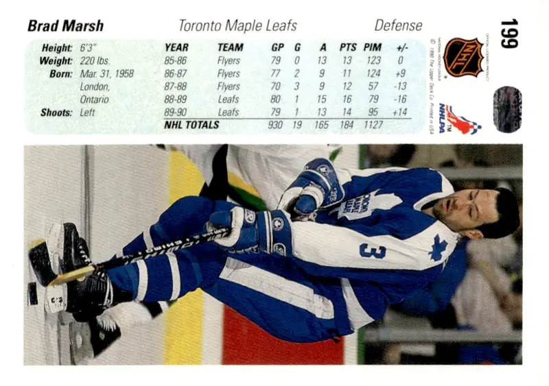 1990-91 Upper Deck #199 Brad Marsh (back)