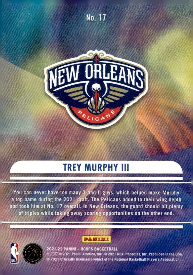 2021-22 NBA Hoops #17 Trey Murphy III (back)