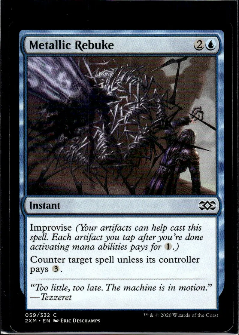 2020 Double Masters (2XM) #059/332 Metallic Rebuke (card name); art by Eric Deschamps (front)