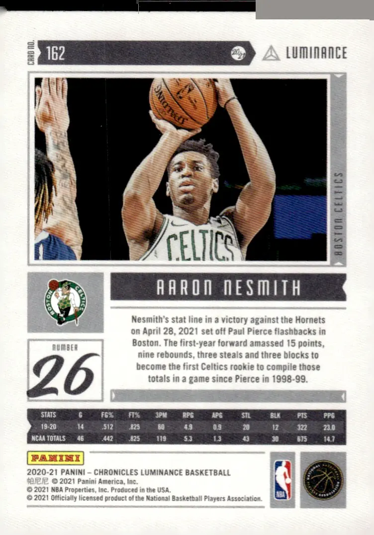2020-21 Chronicles #162 Aaron Nesmith (back)