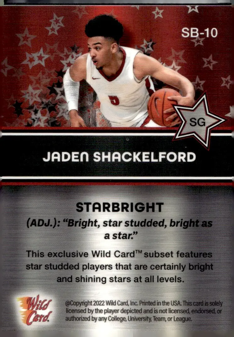 2022 Wild Card Alumination Basketball Edition #SB-10 Jaden Shackelford (back)