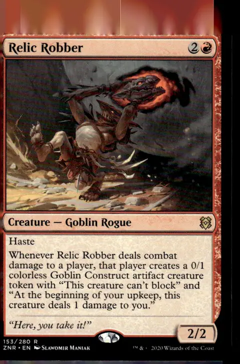 2020 Zendikar Rising (ZNR) #153/280 Relic Robber (Creature — Goblin Rogue, 2/2); art by Slawomir Maniak