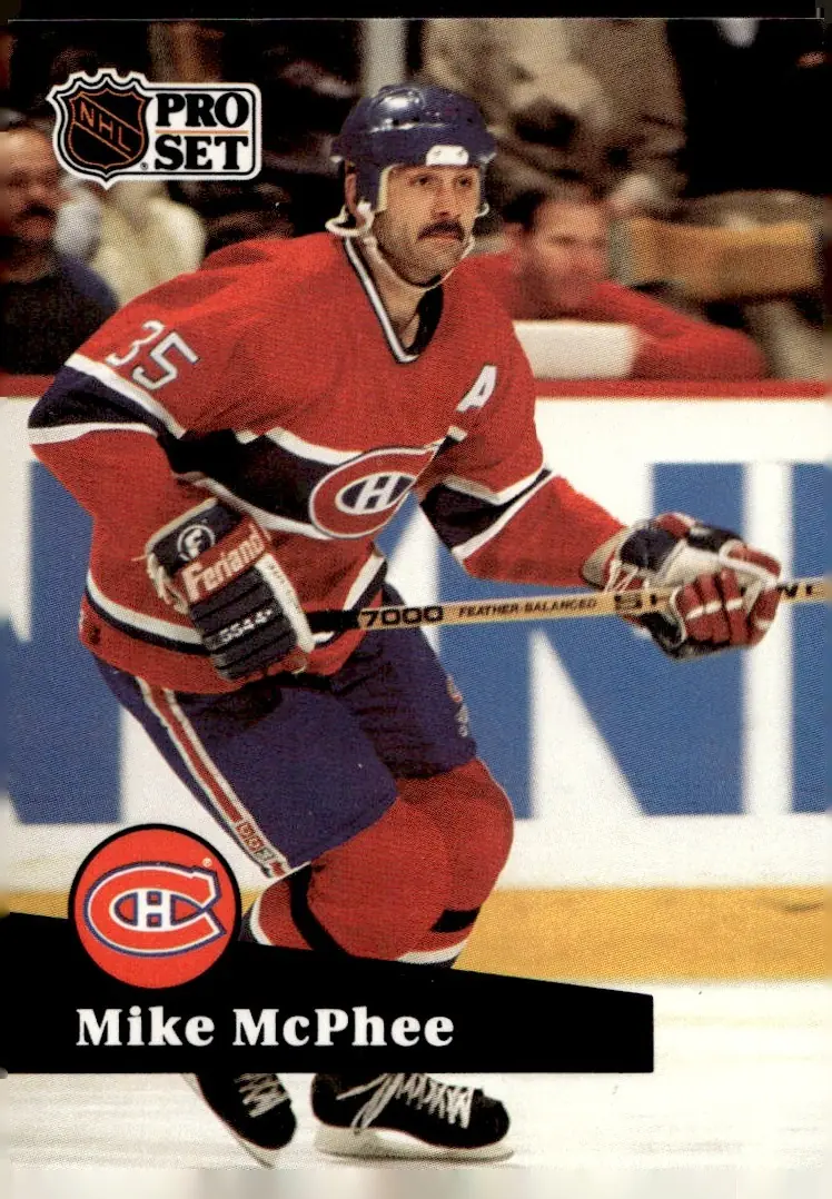 1991-92 Pro Set (Series 1) #129 Mike McPhee – French edition (front)