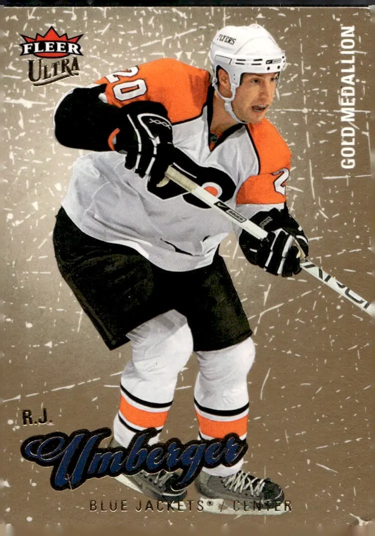 2008-09 Fleer Ultra #133 R.J. Umberger – Gold Medallion (front)
