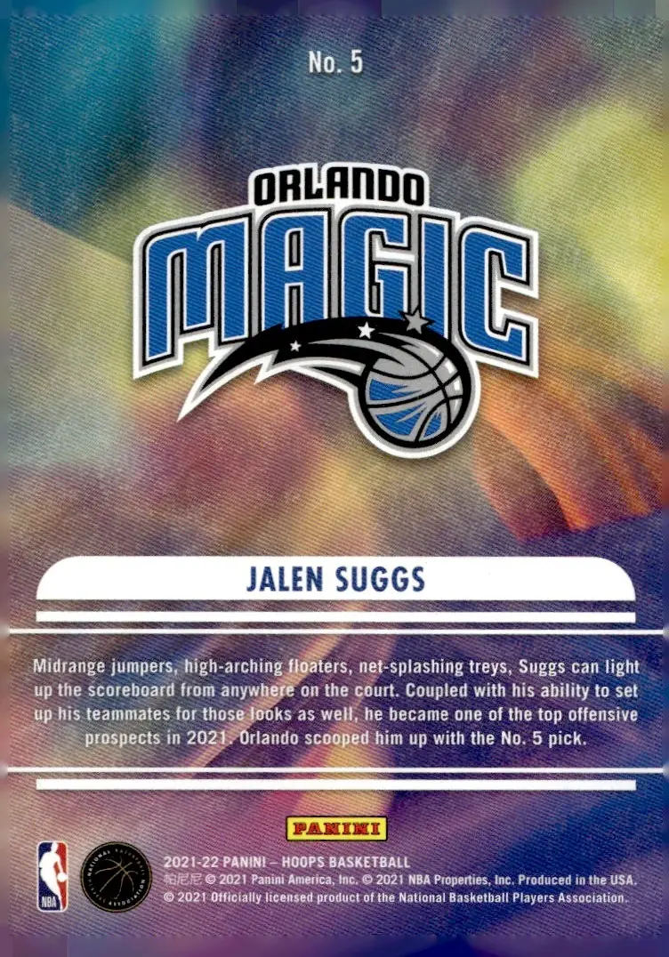 2021-22 NBA Hoops #5 Jalen Suggs (back)