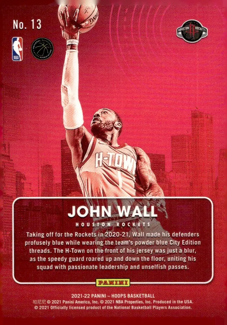2021-22 NBA Hoops #13 John Wall (back)