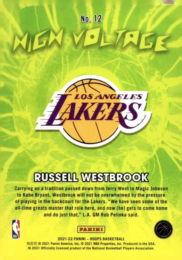 2021-22 NBA Hoops #12 Russell Westbrook – Holo (back)