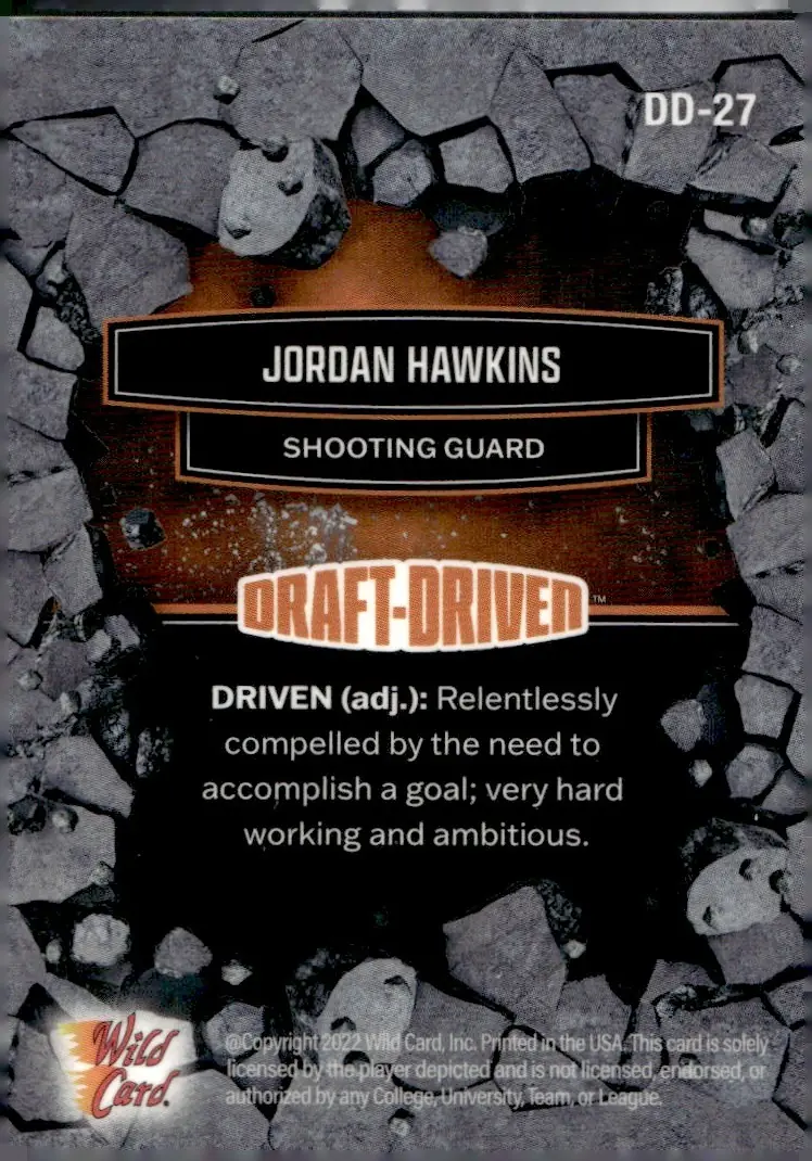 2022 Wild Card Alumination Basketball Edition #DD-27 Jordan Hawkins (back)