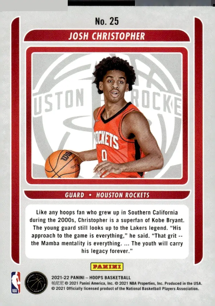 2021-22 NBA Hoops #25 Josh Christopher (back)