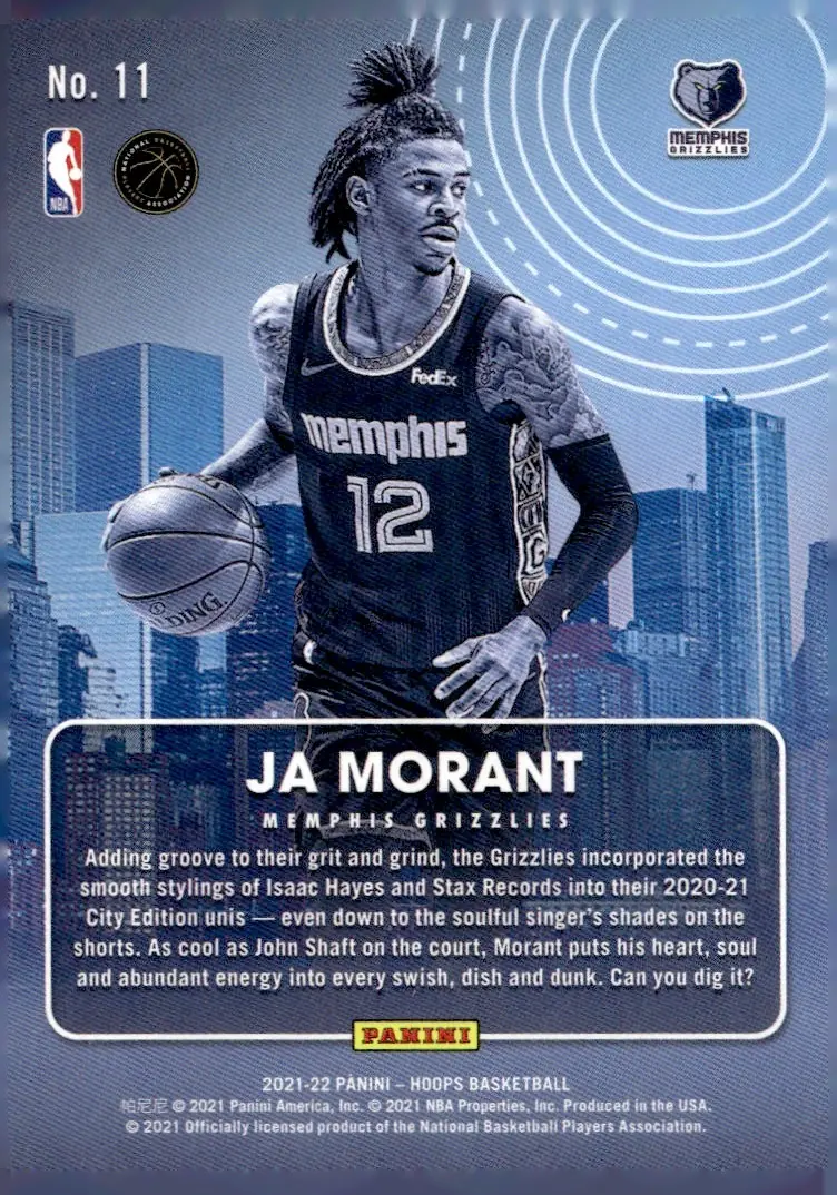 2021-22 NBA Hoops #11 Ja Morant (back)