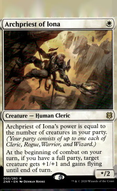 2020 Magic: The Gathering - Zendikar Rising (ZNR) #005/280 Archpriest of Iona (Creature — Human Cleric); art by Denman Rooke