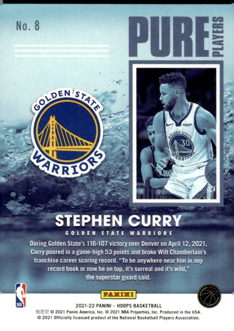 2021-22 NBA Hoops #8 Stephen Curry (back)