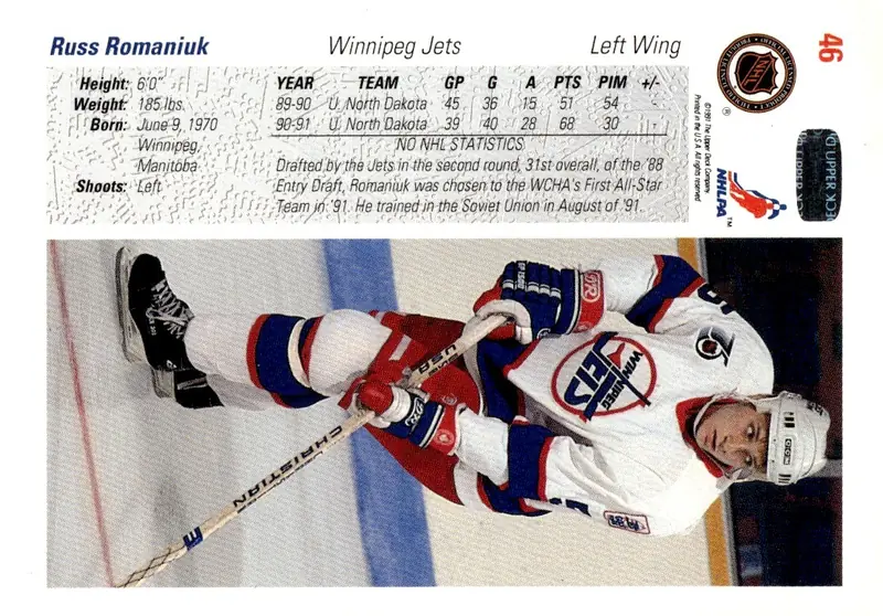 1991-92 Upper Deck #46 Russ Romaniuk (back)