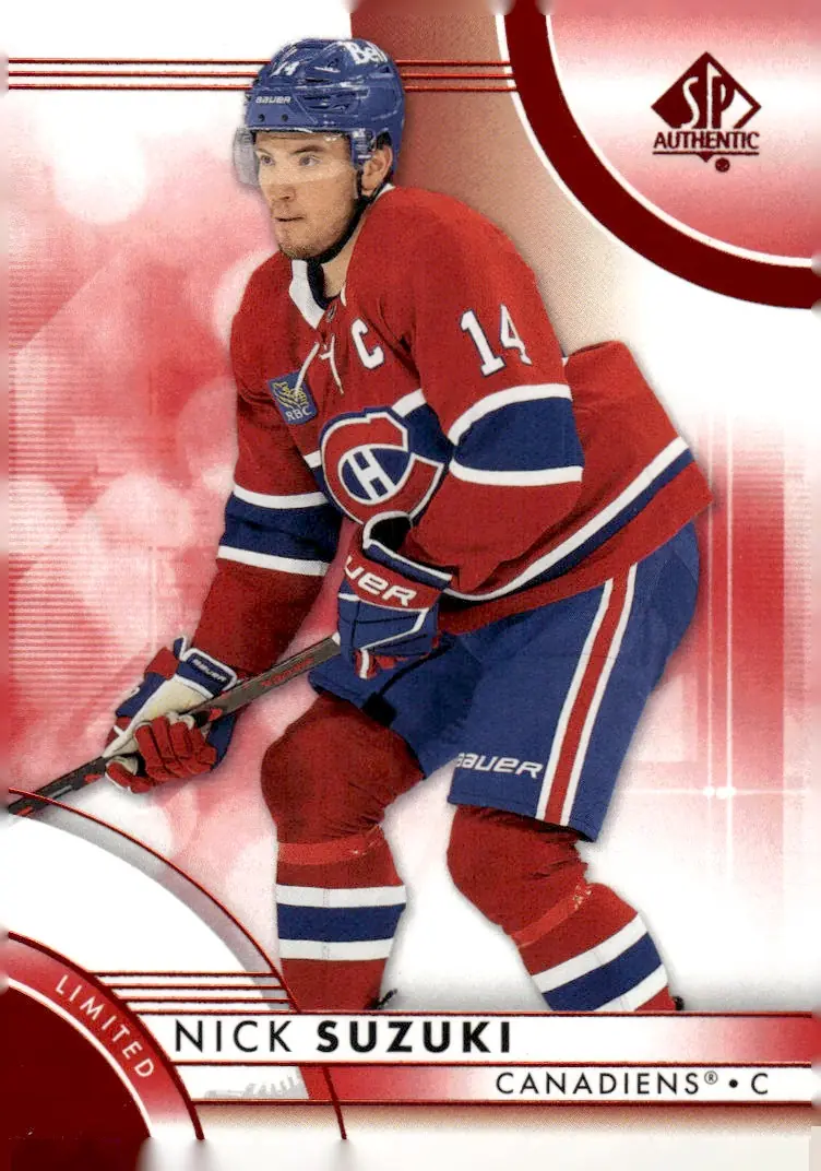 2023-24 SP Authentic #28 Nick Suzuki – Limited Red (front)