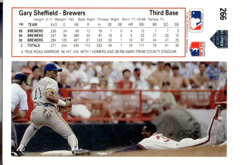 1991 Upper Deck #266 Gary Sheffield (back)