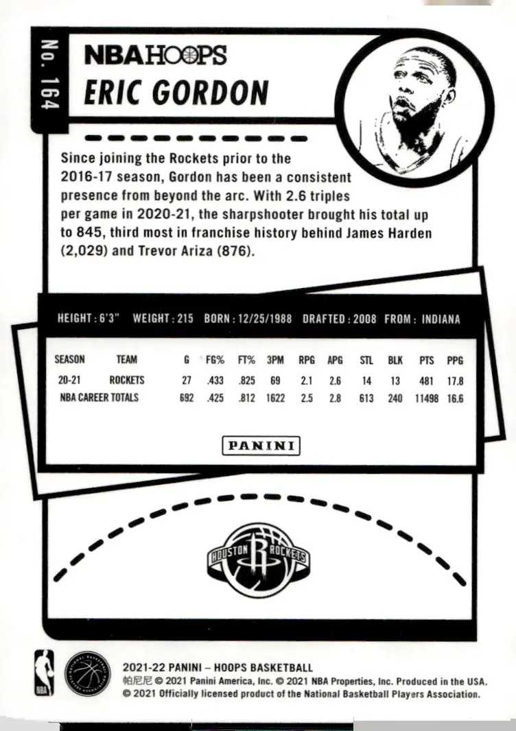 2021-22 NBA Hoops #164 Eric Gordon (back)