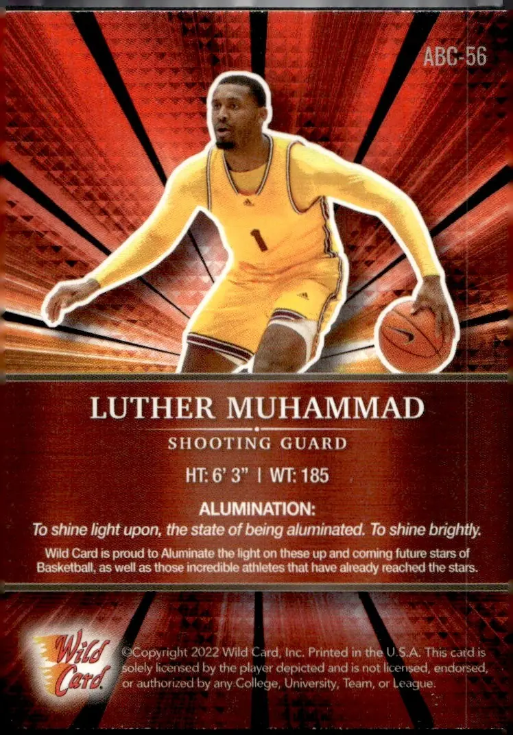 2021-22 Wild Card Alumination Basketball Edition #ABC-56 Luther Muhammad (back)