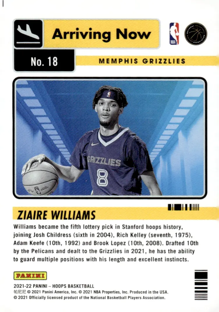 2021-22 NBA Hoops #18 Ziaire Williams (back)