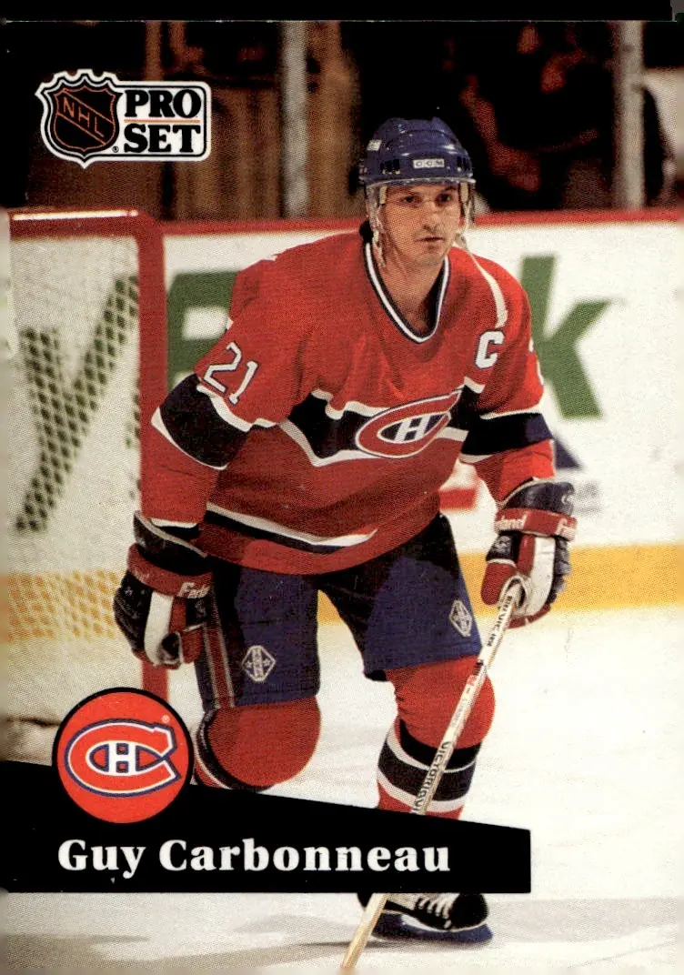 1991-92 Pro Set (French edition) #130 Guy Carbonneau – French-language edition (front)