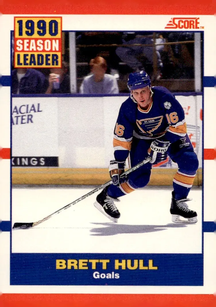 1990-91 Score (Canadian/bilingual) #351 Brett Hull (front)