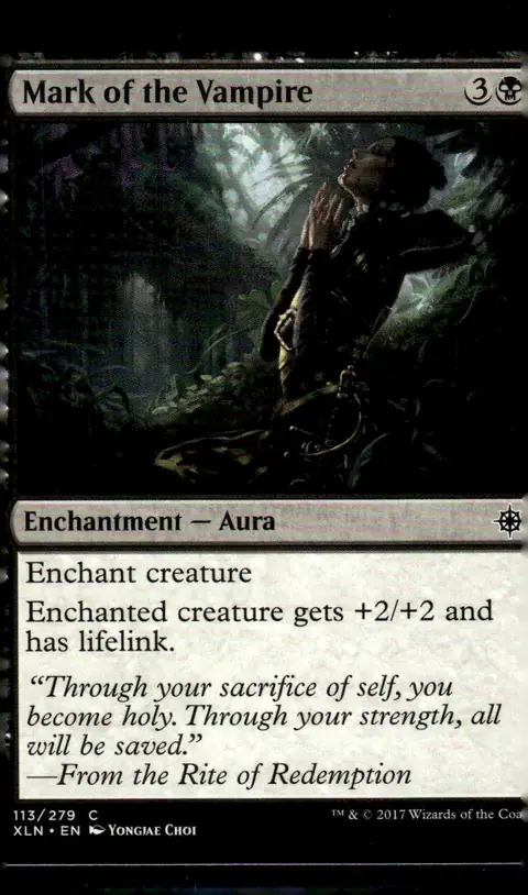 2017 Ixalan (XLN) #113/279 Mark of the Vampire (Enchantment — Aura); art by Yongjae Choi