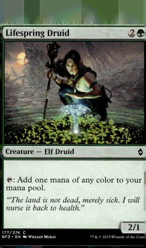 2015 Battle for Zendikar (BFZ) #177/274 Lifespring Druid (Creature — Elf Druid); art by Willian Murai