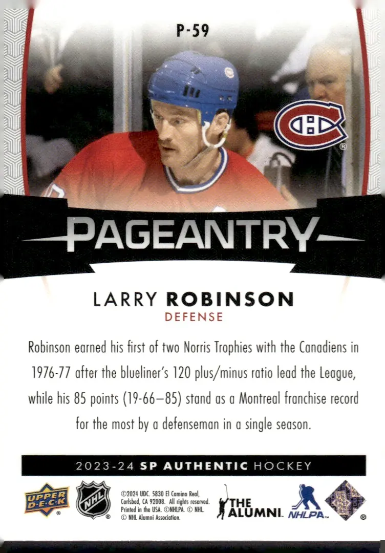 2023-24 SP Authentic #P-59 Larry Robinson (back)