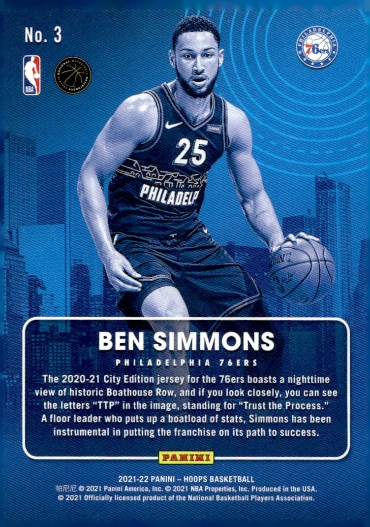 2021-22 NBA Hoops #3 Ben Simmons (back)