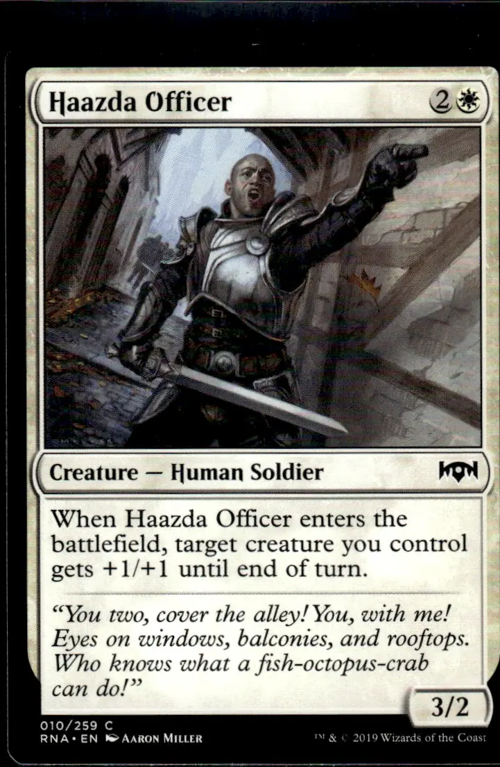 2019 Ravnica Allegiance (RNA) #010/259 Haazda Officer (front)