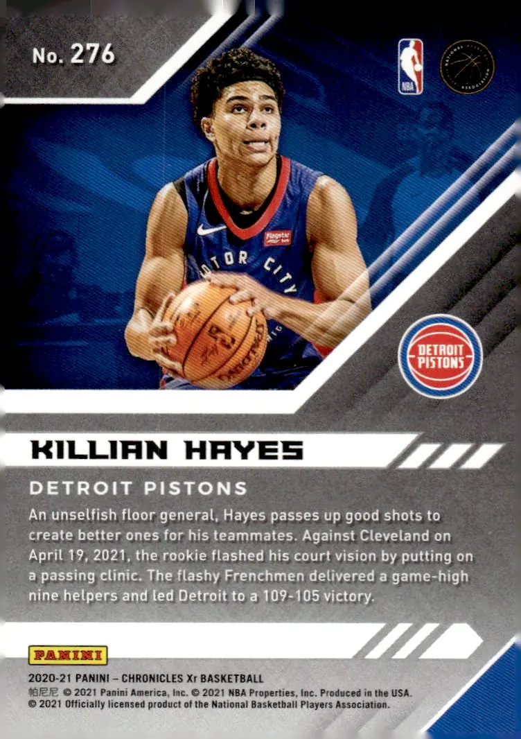 2020-21 Panini Chronicles Basketball #276 Killian Hayes (back)