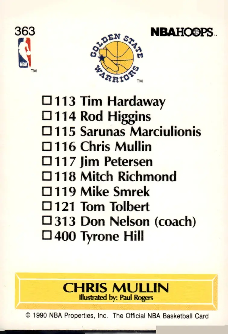 1990-91 NBA Hoops #363 Chris Mullin (back)