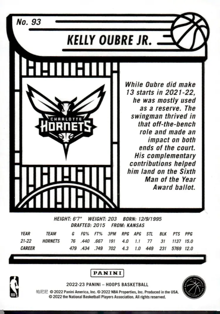 2022-23 NBA Hoops #93 Kelly Oubre Jr. (back)