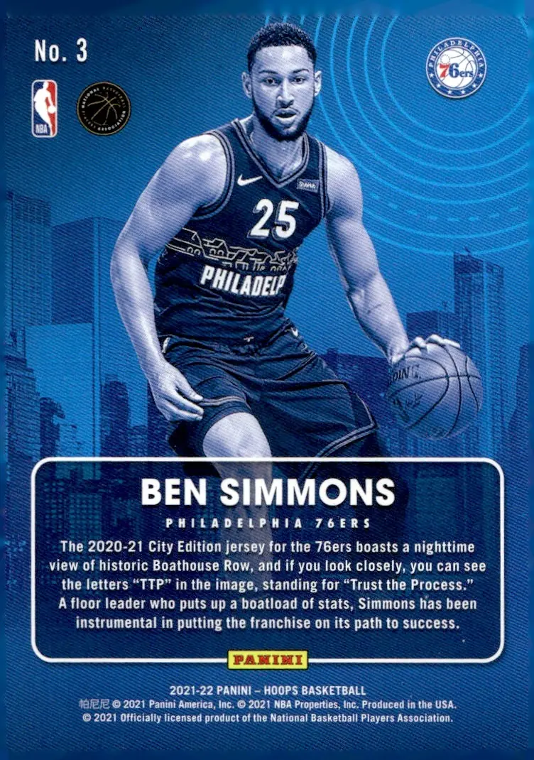 2021-22 NBA Hoops #3 Ben Simmons (back)