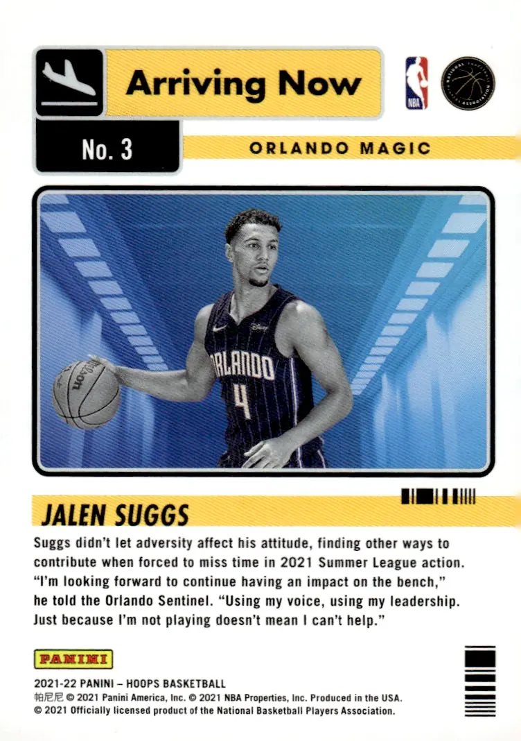 2021-22 NBA Hoops #3 Jalen Suggs – Winter (back)