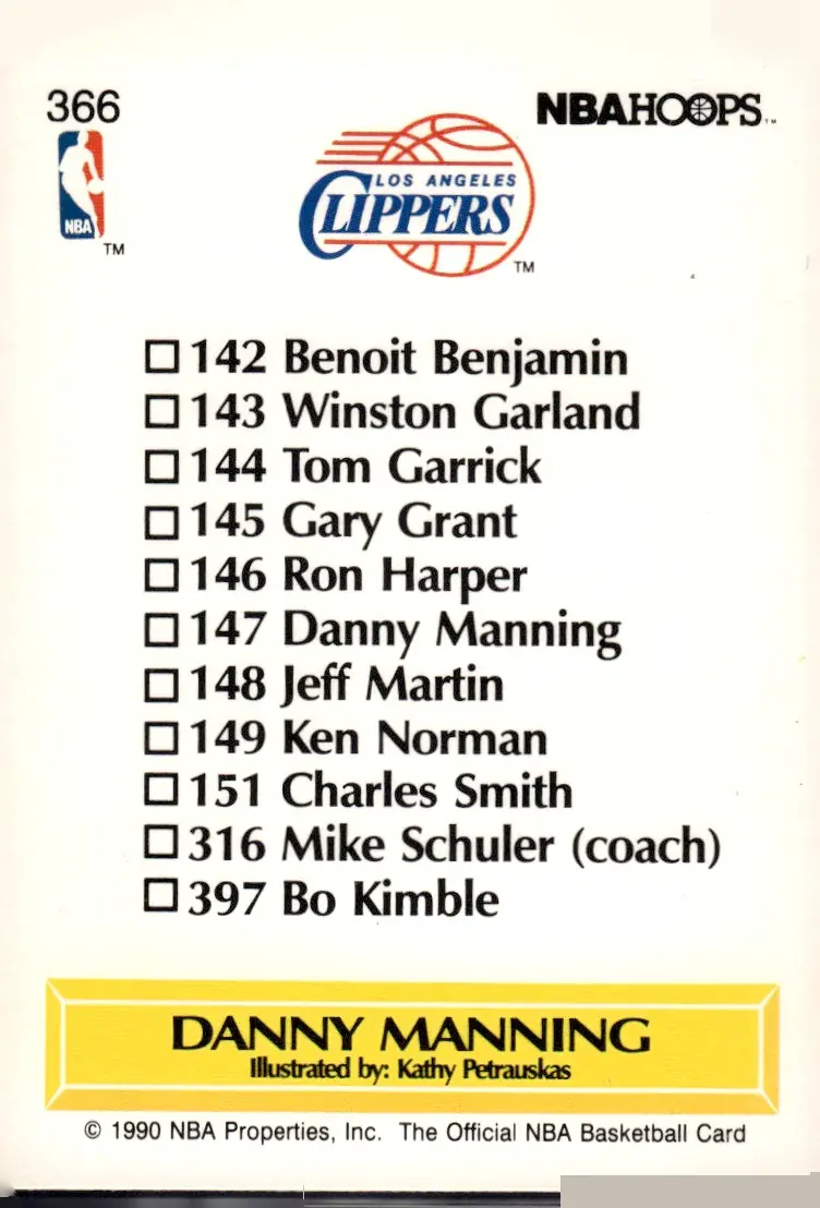 1990-91 NBA Hoops #366 Danny Manning (back)