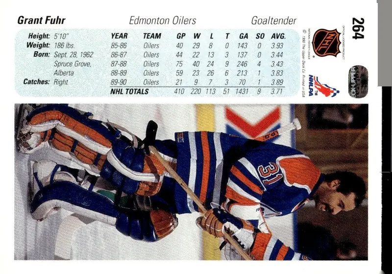 1990-91 Upper Deck #264 Grant Fuhr (back)