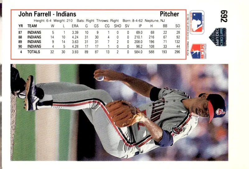 1991 Upper Deck #692 John Farrell (back)