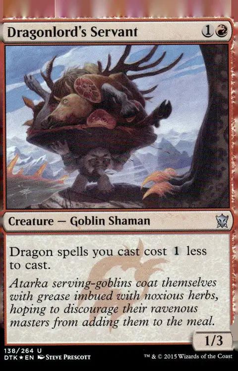 2015 Dragons of Tarkir (DTK) #138/264 Dragonlord's Servant (Creature — Goblin Shaman); art by Steve Prescott – Foil