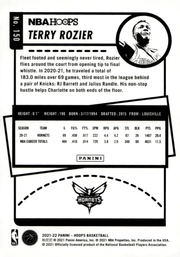2021-22 NBA Hoops #150 Terry Rozier (back)