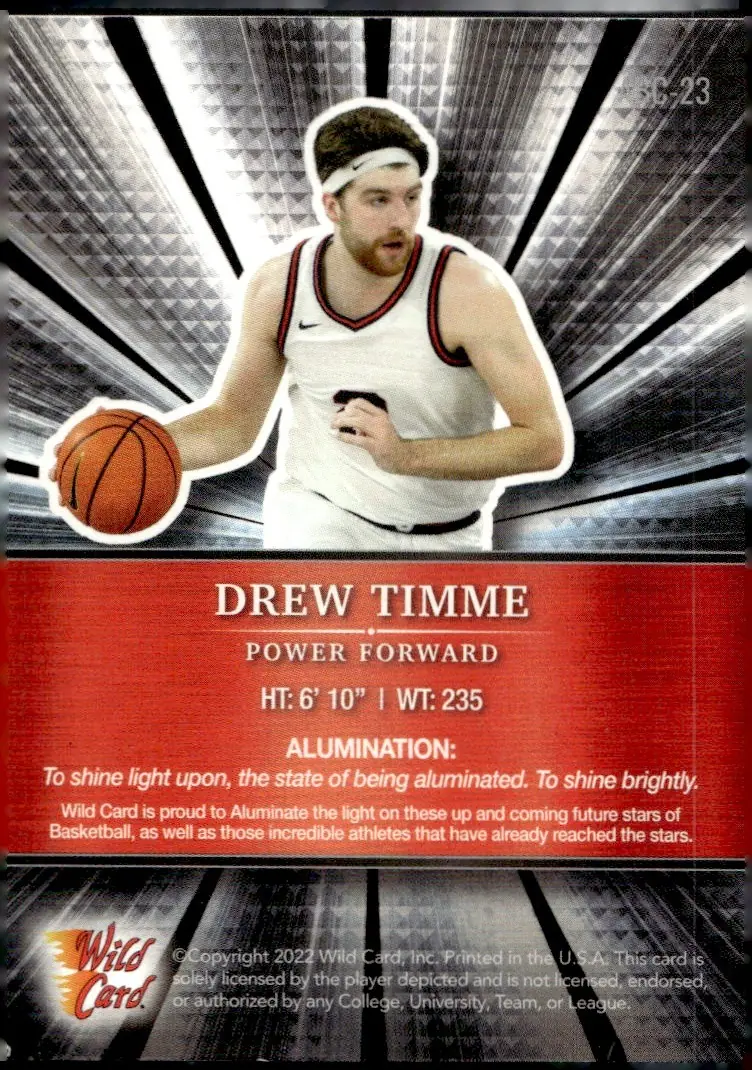 2022 Wild Card Alumination Basketball Edition #ABC-23 Drew Timme (back)