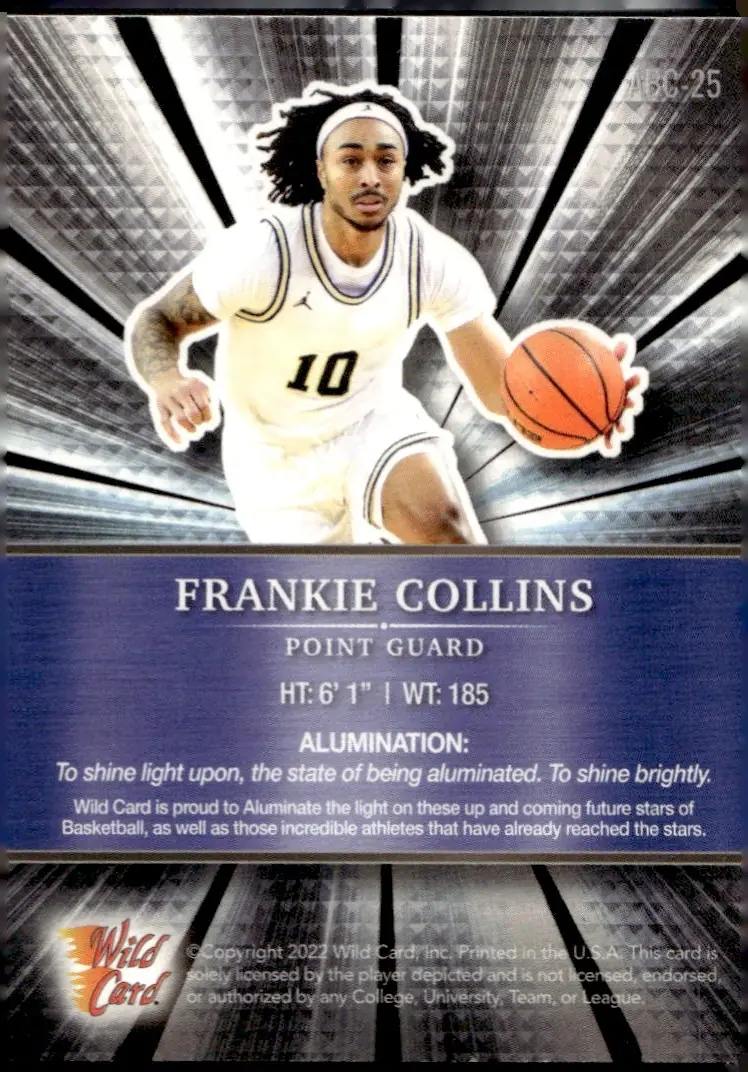2021-22 Wild Card Alumination Basketball Edition #ABC-25 Frankie Collins (back)