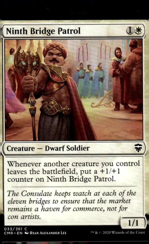 2020 Commander Legends (CMR) #033/361 Ninth Bridge Patrol (Creature — Dwarf Soldier, 1/1); art by Ryan Alexander Lee
