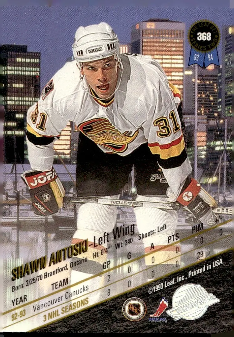 1993-94 Leaf #368 Shawn Antoski (back)