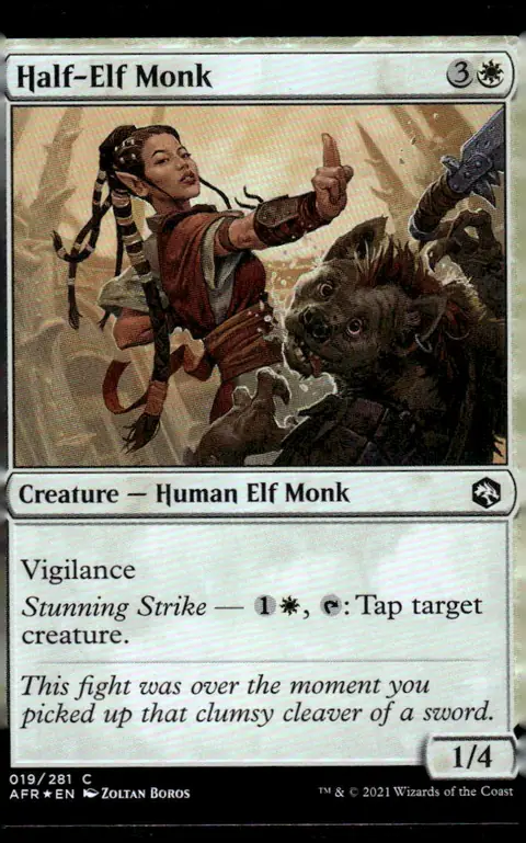 2021 Magic: The Gathering - Adventures in the Forgotten Realms (AFR) #019/281 Half-Elf Monk – Traditional Foil