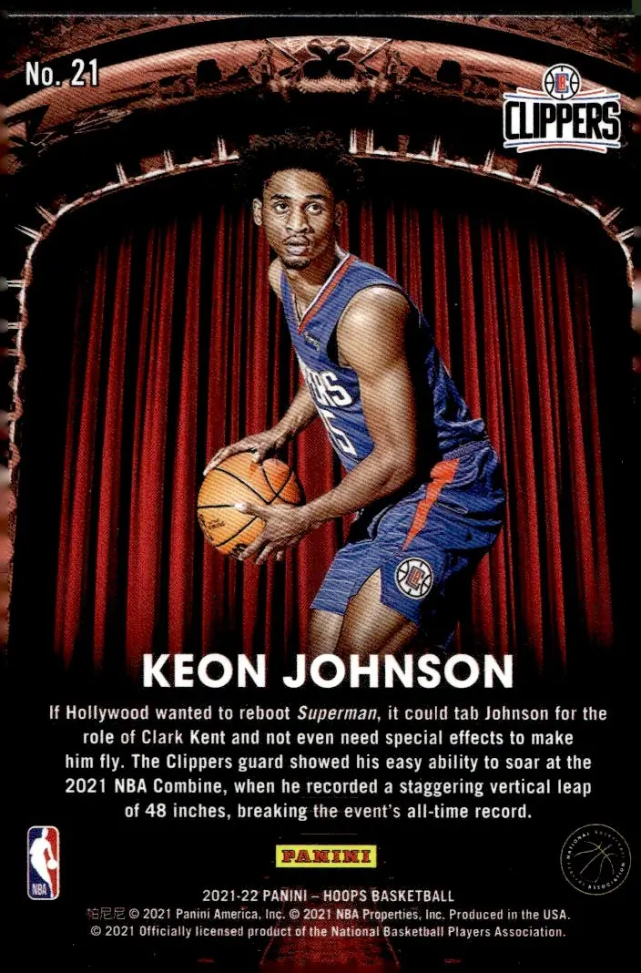 2021-22 NBA Hoops #21 Keon Johnson (back)
