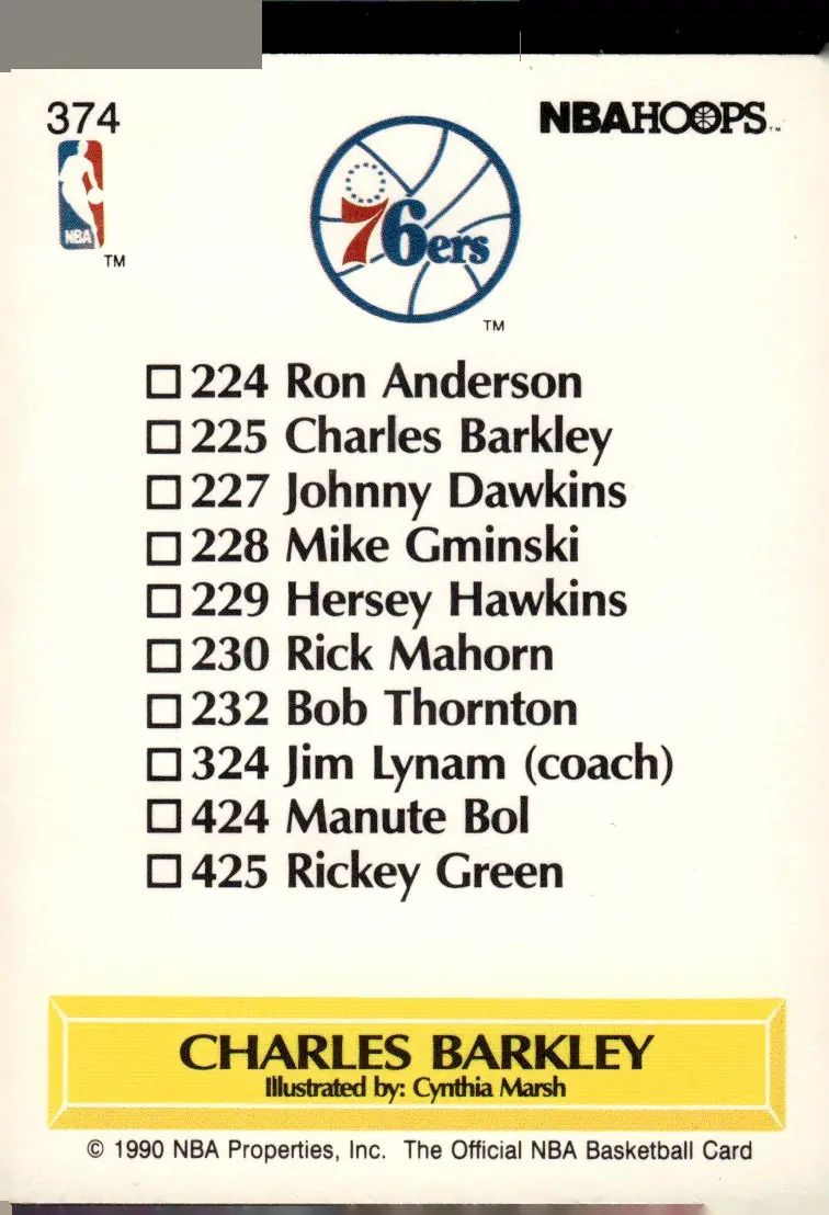 1990-91 NBA Hoops #374 Charles Barkley (back)