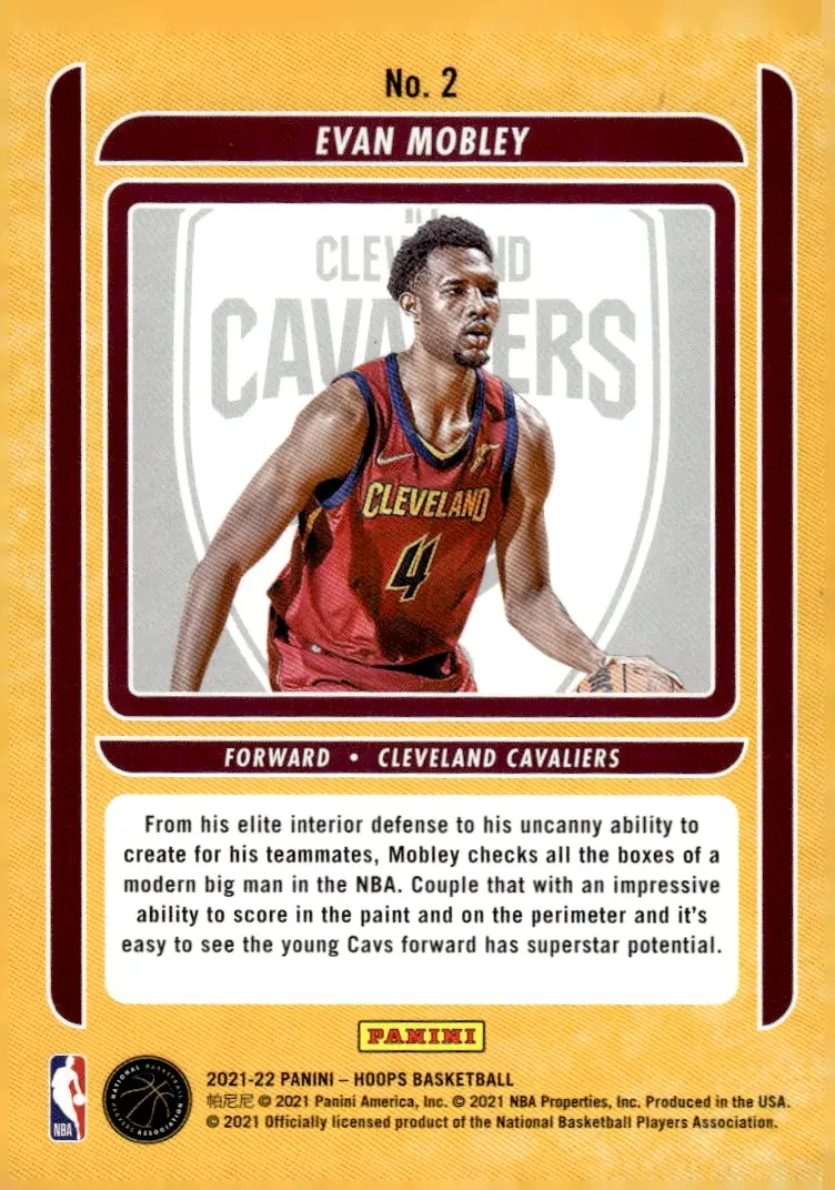 2021-22 NBA Hoops #2 Evan Mobley (back)