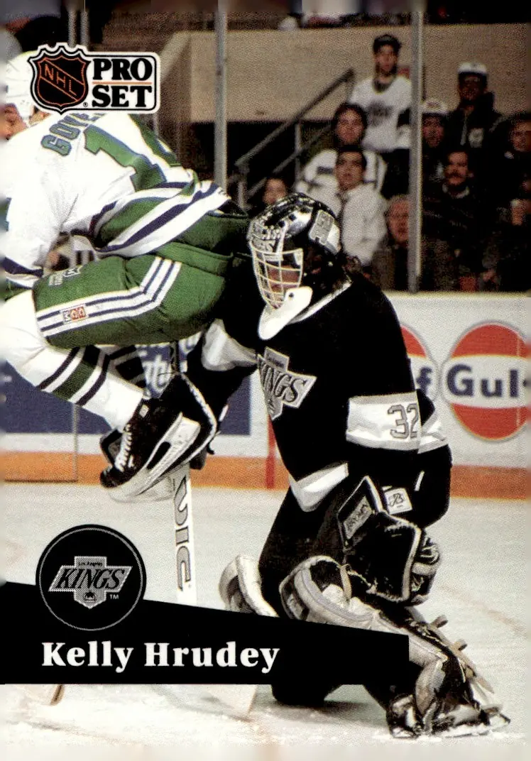 1991-92 Pro Set (French edition) #102 Kelly Hrudey – French-language variation (front)